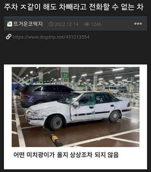 주차 ㅈ같이 해도 차빼라고 전화할 수 없는 차의 최신 근황