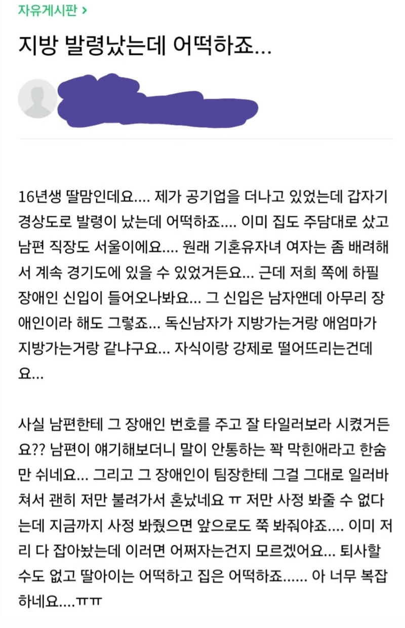 경기도 맘카페에 올라온 공기업녀
