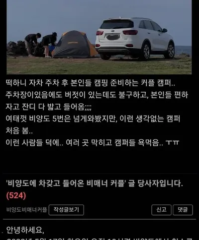 비양도 비매너 커플 사건